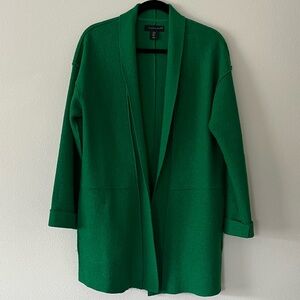 Tahari Green Open-Front Cardigan Coatigan